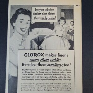 1955 Clorox Anthropomorphic Bottle‎ Bleach Vintage Print Ad Happy Family Bedroom